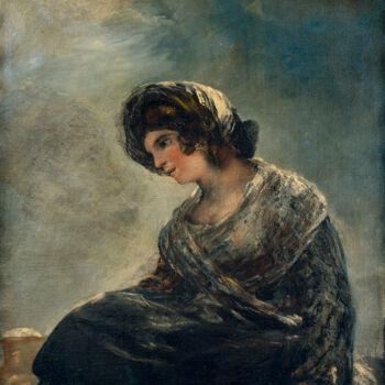 Pittura intitolato "La laitière de Bord…" da Francisco Goya, Opera d'arte originale, Olio