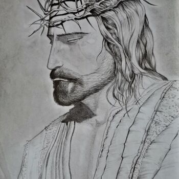 Dibujo titulada "Cristo" por Francisco Martin, Obra de arte original, Grafito