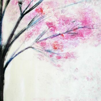 Pittura intitolato "cerisier en fleur" da Francisco Mendes, Opera d'arte originale, Olio