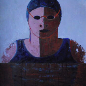 Schilderij getiteld "Blue Swimmer" door Francisco Serrano Gutierrez, Origineel Kunstwerk, Acryl
