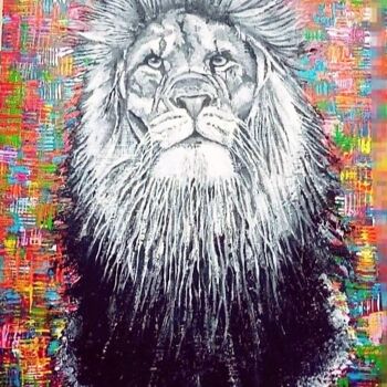 Peinture intitulée "lion" par Franck Lemasson, Œuvre d'art originale, Acrylique