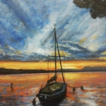 Pintura titulada "Barca al tramonto" por Franco Forante, Obra de arte original, Acrílico