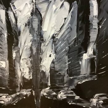 Pittura intitolato "Black out" da Francois Barroux, Opera d'arte originale, Olio Montato su Telaio per barella in legno