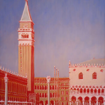 Painting titled "Piazzetta, Venise" by François Cusson, Original Artwork, Pastel Mounted on Wood Panel