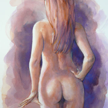 Painting titled "nu-feminin-dos.jpg" by François Lanvin, Original Artwork, Watercolor