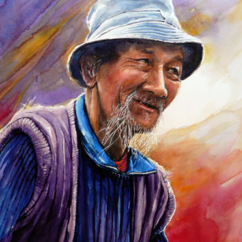 绘画 标题为“yunnan-vieux-paysan…” 由François Lanvin, 原创艺术品, 水彩
