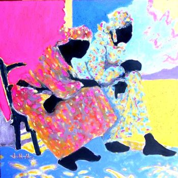 Painting titled "2-femmes-regards-1.…" by Francois Mollon Gros-Desormeaux, Original Artwork