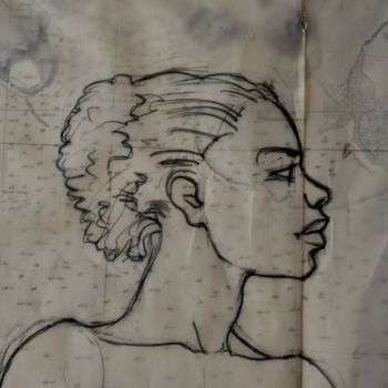Desenho intitulada "chercher son ile" por François Carage, Obras de arte originais, Lápis