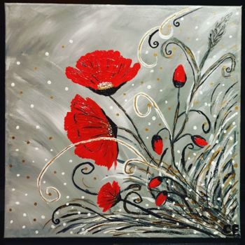 Peinture intitulée "coquelicots en fête" par Françoise Cartellier, Œuvre d'art originale, Acrylique