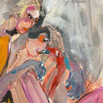 Malerei mit dem Titel "FEMMES JE VOUS AIME" von Francoise Leblanc, Original-Kunstwerk, Acryl
