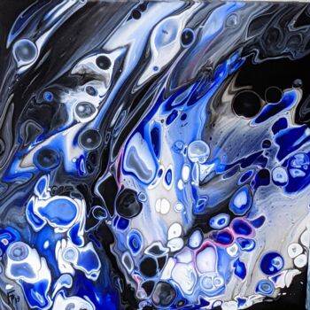 Malerei mit dem Titel "Magma bleu" von Françoise Petitjean, Original-Kunstwerk, Acryl Auf Keilrahmen aus Holz montiert