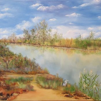 Peinture intitulée "Canal en Petite Cam…" par Françoise Rutillet, Œuvre d'art originale, Huile Monté sur Châssis en bois