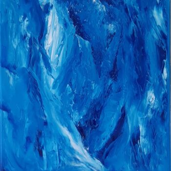 Painting titled "Cascade bleue" by Françoise Rutillet, Original Artwork, Oil