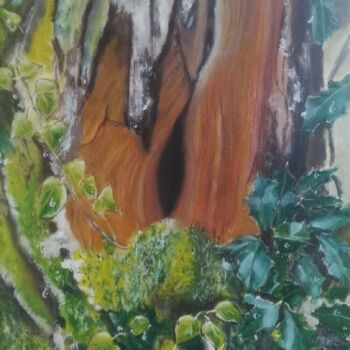 Painting titled "L'arbre aux secrets" by Françoise Tsoukas, Original Artwork, Oil