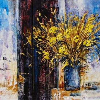 Peinture intitulée "Bouquet Jaune (dipt…" par Françoise Hannequin, Œuvre d'art originale