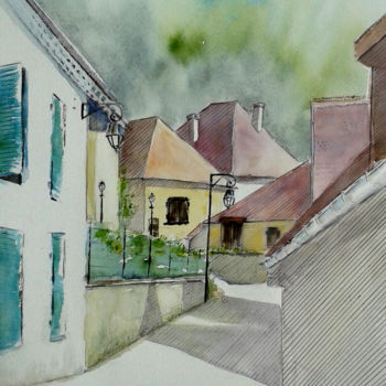 Painting titled "Saint Michel les Po…" by Françoise Pillou, Original Artwork, Watercolor