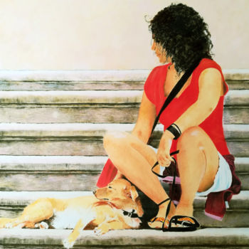 Painting titled "ragazza di Siracusa" by Franco Zanella, Original Artwork, Oil