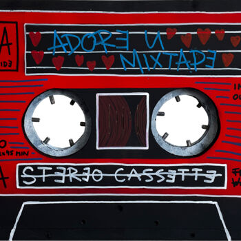 Pintura titulada "MIXTAPE – ADORE U M…" por Frank Willems, Obra de arte original, Acrílico