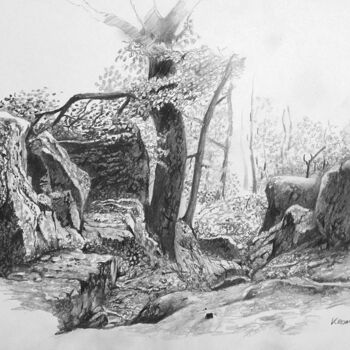 Disegno intitolato "forêt ou quick scet…" da Franzart, Opera d'arte originale, Matita