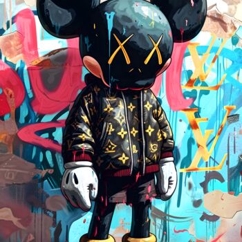 Artes digitais intitulada "KAWS x Mickey dans…" por Frédéric Font (Chroma), Obras de arte originais, Pintura digital Montado…