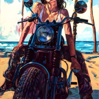 Digital Arts titled "Harley's Dream Évas…" by Frédéric Font (Chroma), Original Artwork, Digital Painting Mounted on Wood Str…
