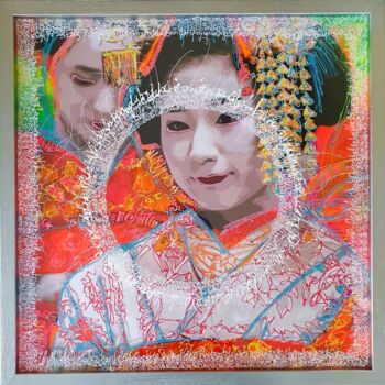 "Geisha 5" başlıklı Tablo Frédéric Haire tarafından, Orijinal sanat, Akrilik Ahşap Sedye çerçevesi üzerine monte edilmiş