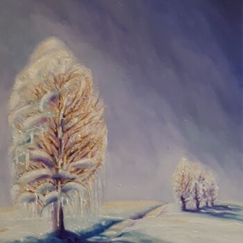 Pintura titulada "Un hiver sur Luyten…" por Frédéric Letrun, Obra de arte original, Oleo Montado en Panel de madera