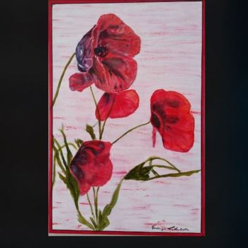 Painting titled "Coquelicots" by Frederique Colombelle, Original Artwork, Acrylic