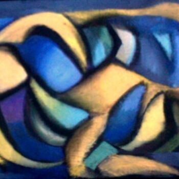 Peinture intitulée "vol bleu" par Frédérique Manley, Œuvre d'art originale, Huile
