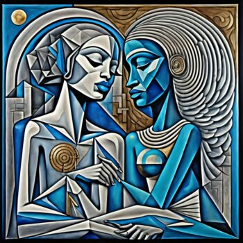 Digital Arts titled "Girls" by H.K.R. Braun, Original Artwork, AI generated image Mounted on Aluminium