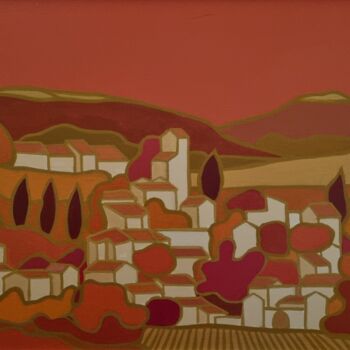 Pintura titulada "Village du Mont Ven…" por Freneix Roger, Obra de arte original, Acrílico Montado en Bastidor de camilla de…
