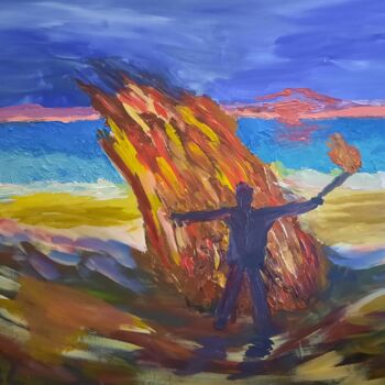 Schilderij getiteld ""Strandfeuer"" door Friedemann Ohms, Origineel Kunstwerk, Acryl