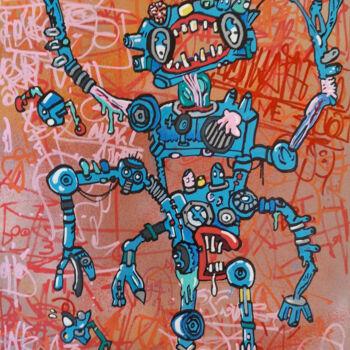 Картина под названием "ex-machina" - Frob, Подлинное произведение искусства, Акрил Установлен на Деревянная рама для носилок