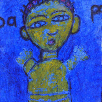 Painting titled "Character in Blue" by Gabo Mendoza, Original Artwork, Acrylic