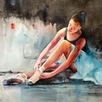 Painting titled "Ballerina" by Gabriel Andrei, Original Artwork, Watercolor