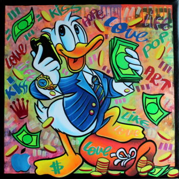 Painting titled "Happy Duck" by Sagee, Original Artwork, Acrylic