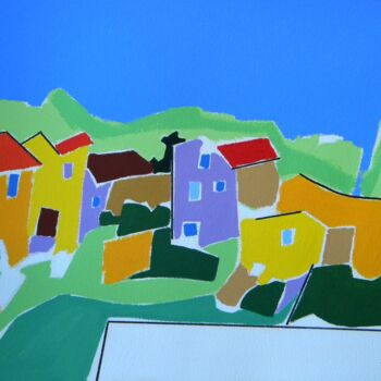 Painting titled "Casas no campo" by Gabriele Donelli, Original Artwork, Acrylic