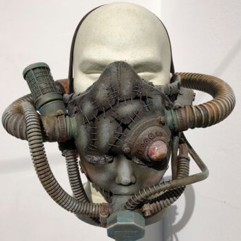 Sculpture titled "Doll mask N°1" by Igor Gadreaud (Gad the Brand), Original Artwork, Leather