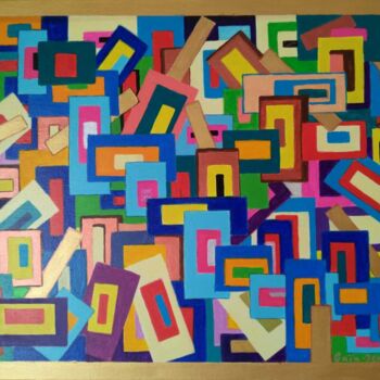 Painting titled "Les rectangles." by Gaïa-Jeanne Céleste, Original Artwork, Acrylic