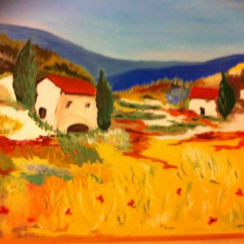 Pintura titulada "Paysage de Provence" por Arlette Flécher, Obra de arte original, Oleo