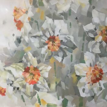 Painting titled "Spring daffodils" by Galina Poloz, Original Artwork, Acrylic