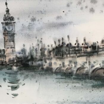 「London cityscape」というタイトルの絵画 Galina Polozによって, オリジナルのアートワーク, 水彩画
