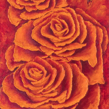 Картина под названием "Amber Roses" - Galina Vasiljeva, Подлинное произведение искусства, Масло