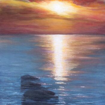 Картина под названием "Two paths by sea. Y…" - Galina Vasiljeva, Подлинное произведение искусства, Масло