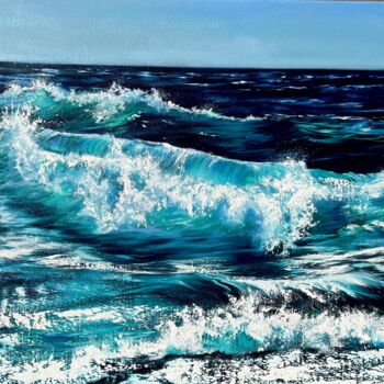 Schilderij getiteld "Azure Wave" door Olga Bazanova, Origineel Kunstwerk, Olie