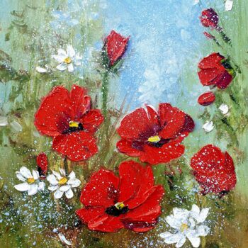 Peinture intitulée "Poppies" par Olga Bazanova, Œuvre d'art originale, Huile