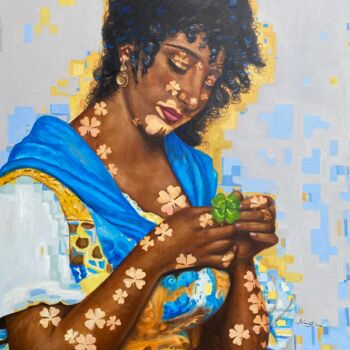 Ζωγραφική με τίτλο "The Trifolium Girl I" από Ganiyat Abdulazeez, Αυθεντικά έργα τέχνης, Λάδι