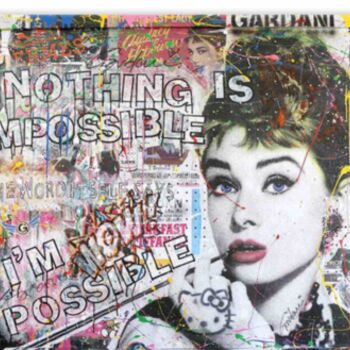 Painting titled "Audrey Hepburn Noth…" by Gardani, Original Artwork, Acrylic Mounted on Wood Panel