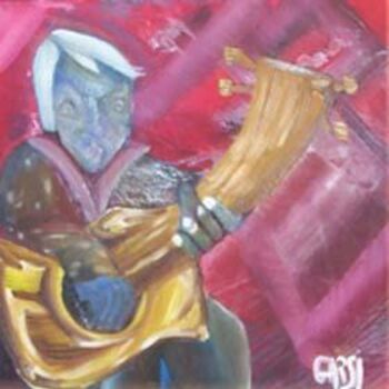 Painting titled "Le guitariste" by Garsi, Original Artwork, Oil