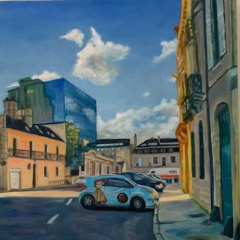 Painting titled "Place de la banque…" by Olga Gay, Original Artwork, Oil